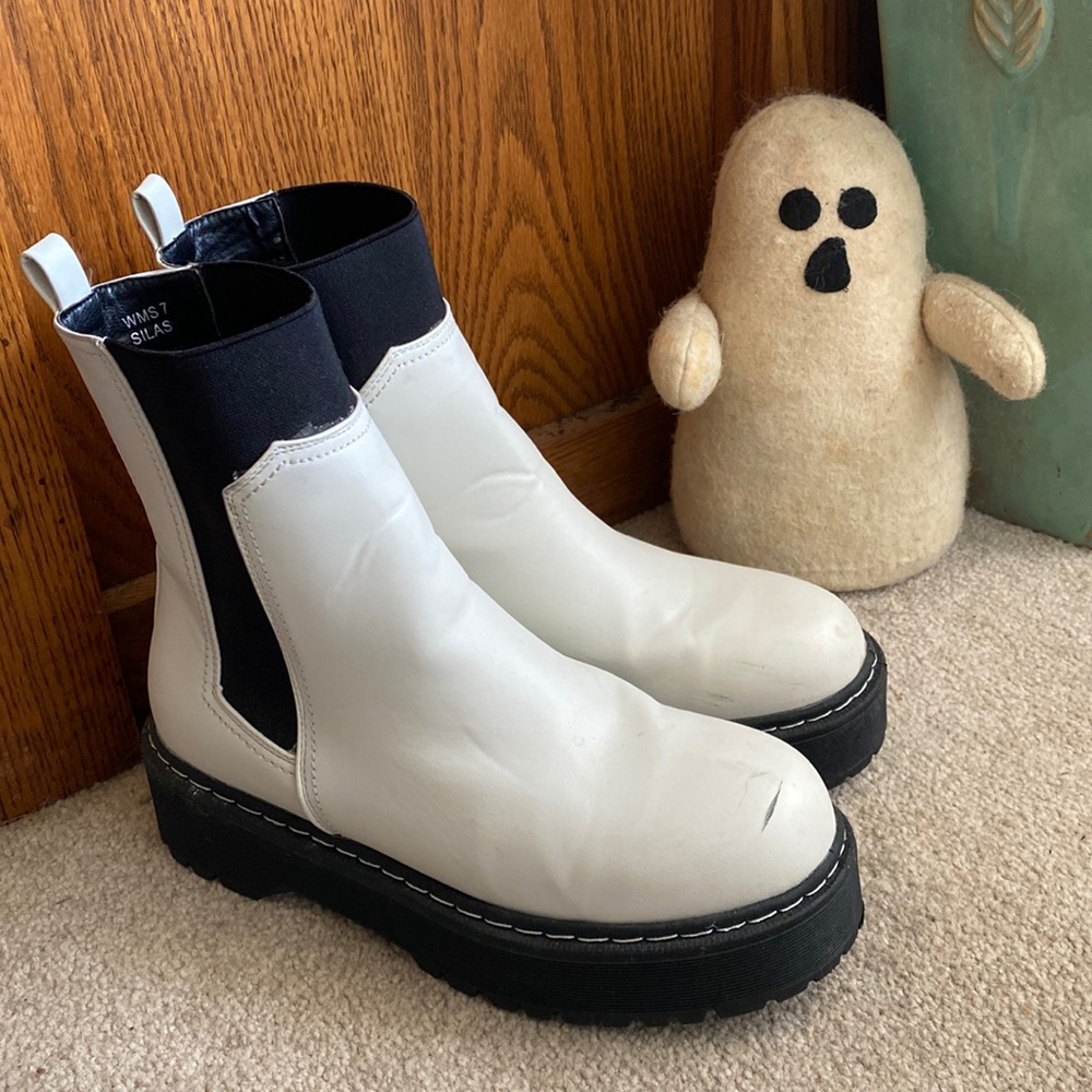 white boots with slight platform
